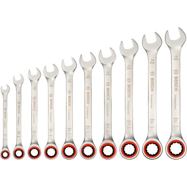 Набор гаечных ключей с трещоткой Bosch Professional, 10 шт