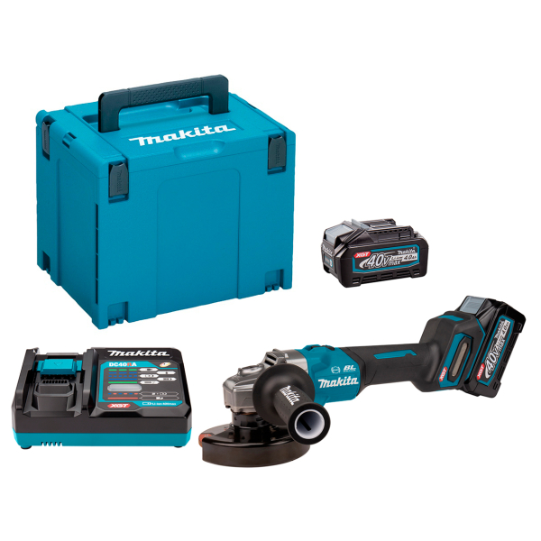 Акумуляторна кутова шліфмашина Makita XGT 40 V MAX GA005GM201, 2x4.0Ah, з/п, в кейсі MakPac 4