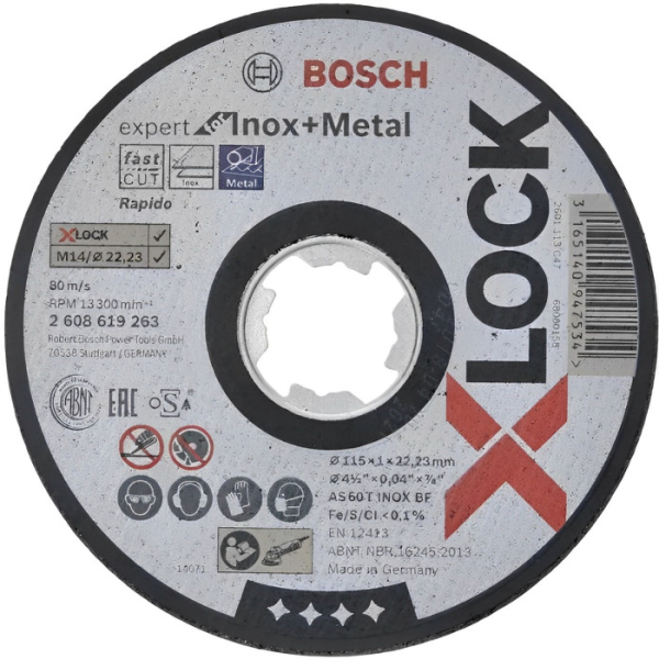 Круг отрезной Bosch X-Lock Expert for Inox+Metal 115x1x22.23 мм