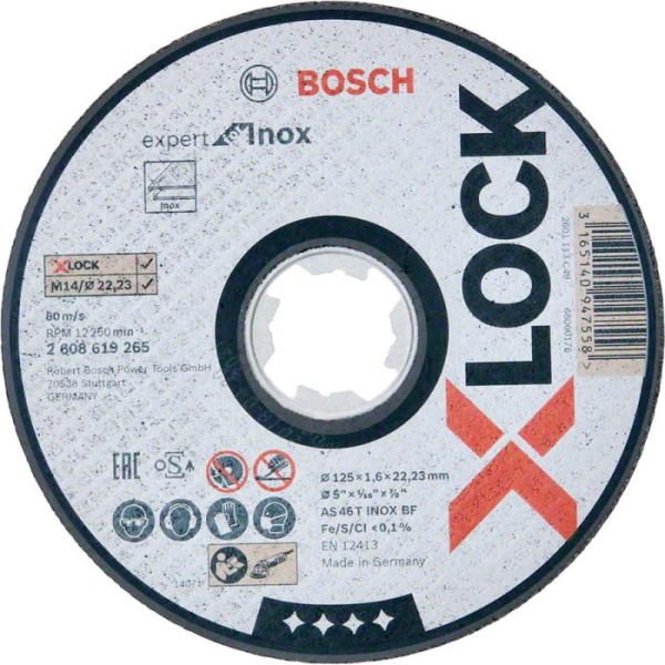 Круг отрезной Bosch X-Lock Expert Inox, 125х1,6х22,23 мм