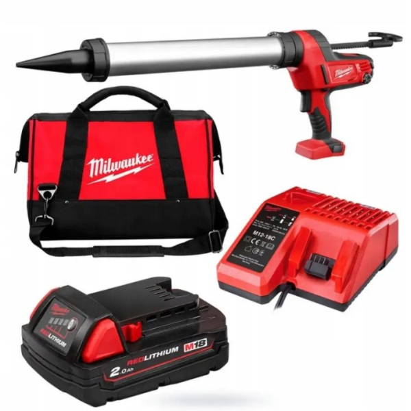 Аккумуляторный клеевой пистолет Milwaukee C18 PCG/600A-201B, 1х2.0Ah, з/у, в сумке