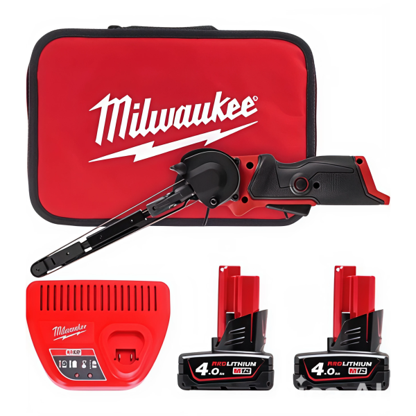 Акумуляторна стрічкова шліфмашина Milwaukee M12 FBFL13-402B, 2xM12 B4, з/п C12 C, в сумці