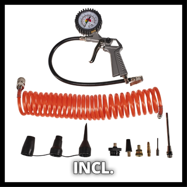 Компрессор безмасляный Einhell TC-AC 190/6/8 OF Set с набором аксессуаров