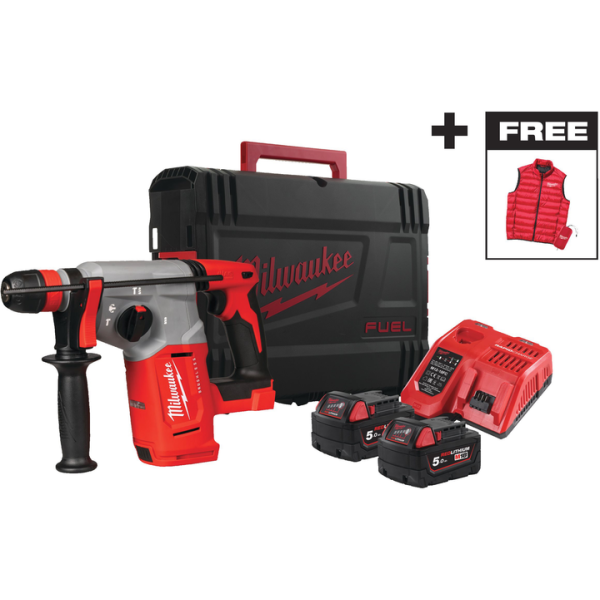 Акумуляторний перфоратор Milwaukee FIXTEC M18 BLHX-502X, 2x5.0Ah, з/п, у кейсі