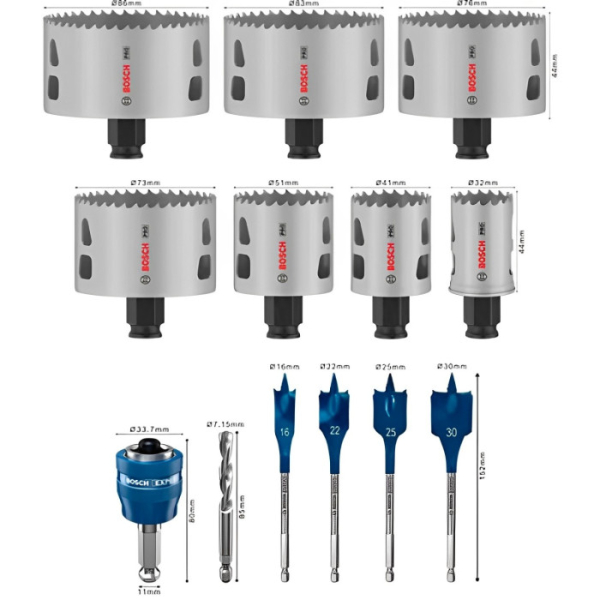 Набір коронок Bosch PRO Multi Material PC Plus, 13 шт