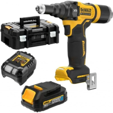 Заклепувальник акумуляторний DeWALT DCF403E1GT, 1х1.7Ah, з/п, кейс TSTAK