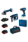 Набір акумуляторних інструментів Bosch Professional GSR 185-LI, GWS 180-Li, GBH 180-Li, 2x4.0Ah, з/п, кейс, сумка
