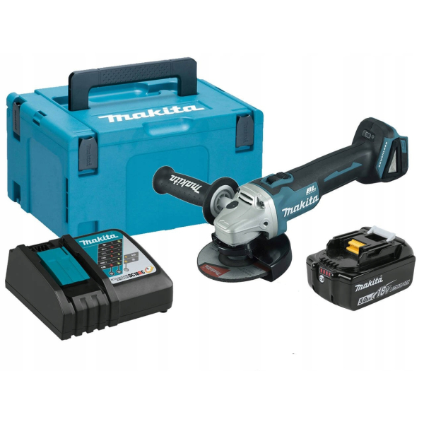 Аккумуляторная болгарка Makita DGA504RTJ1, 1x5.0 Ah, з/у DC18RC, в кейсе Makpac 3