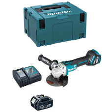 Аккумуляторная болгарка Makita DGA511RTJ1, 1x5.0Ah, з/у DC18RC, в кейсе Makpac 3