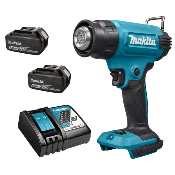 Акумуляторний технічний фен Makita DHG181RTE, 2x5.0Ah, з/п DC18RC