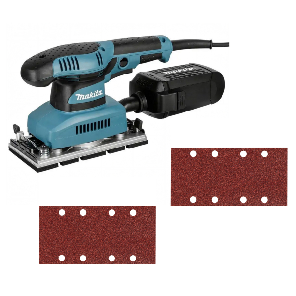 Вібраційна шліфмашина Makita BO3710X з набором шліфпаперу К40 та К150