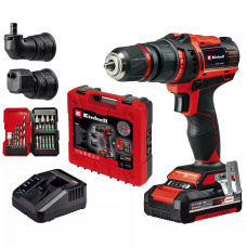 Акумуляторний шуруповерт Einhell TE-CD 18/45 3X-Li +22, 1x2.0Ah, з/п, з кейсом, набір біт і свердел