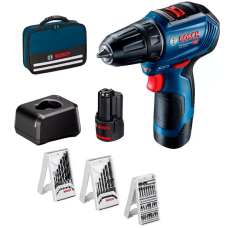 Акумуляторний шуруповерт Bosch GSR 12V-30 Professional, 2xGBA 12V 2.0Ah, GAL 12V-20, 2 набори свердел, набір біт, сумка