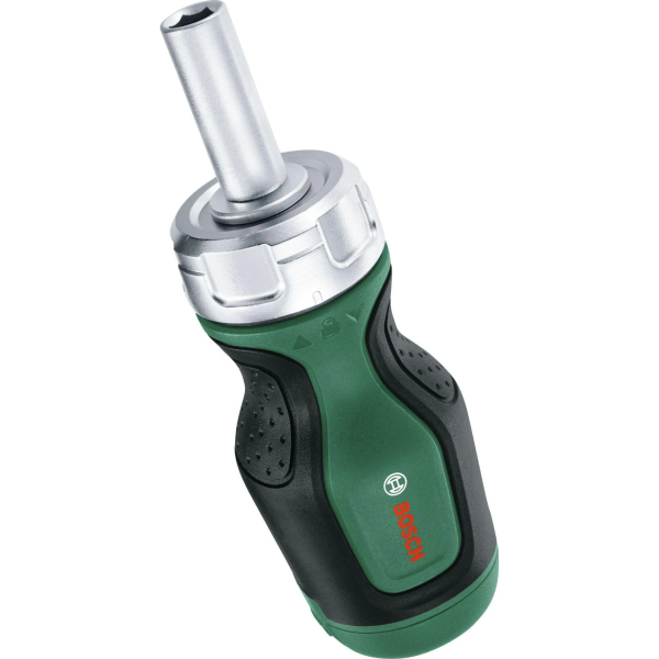 Короткая отвертка Bosch с храповиком и 6 бит (PH2, SL5, TX25, HEX3/4/5)