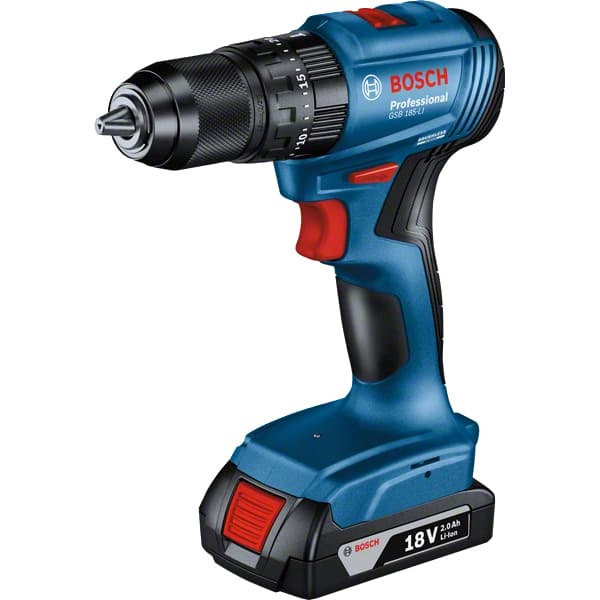 Аккумуляторный ударный шуруповерт Bosch GSB 185-LI Professional и аккумуляторная болгарка Bosch GWS 180-LI, 1x2.0Ah, 1x4.0Ah, з/у GAL 18V-40, в поврежденной упаковке