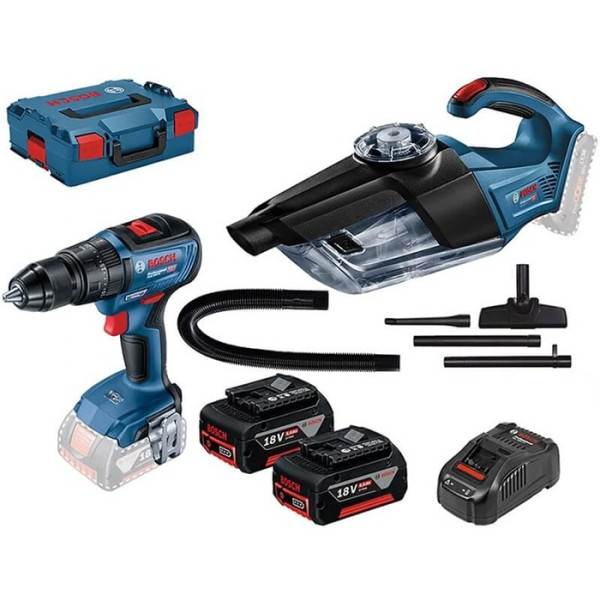 Набор инструментов Bosch, ударный шуруповерт GSB 18V-50 в L-BOXX 102, пылесос GAS 18V-1, 2x5.0Ah, з/у GAL 1880 CV