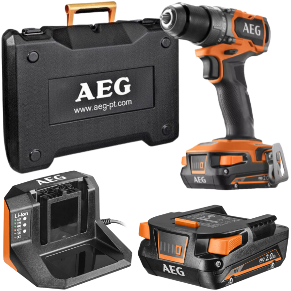 Аккумуляторный шуруповерт AEG BS18SBL2-202C, 2x2.0Ah, з/у, кейс