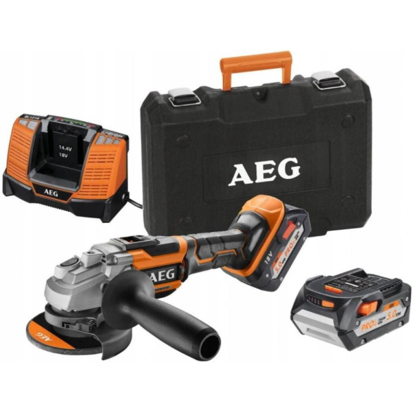 Акумуляторна кутова шліфмашина AEG BEWS18-125BL-502C, 2x5.0Ah, з/п, кейс