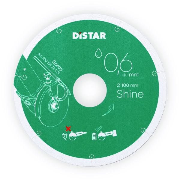 Круг алмазный отрезной Distar 1A1R 101.6x0.6x22.23 Shine
