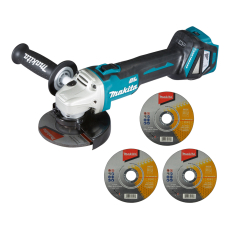 Аккумуляторная болгарка Makita DGA511ZX, каркас с 3 дисками D-75530