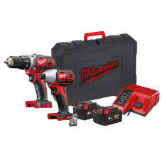 Набор аккумуляторных инструментов Milwaukee M18 BPP2D-402C, 2x4.0Ah, з/у M12-18C, кейс