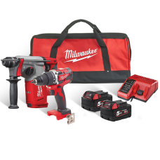 Набор инструментов аккумуляторных Milwaukee M18FPP2BB-502B, 2x5.0 Ah, M12-18 C, сумка