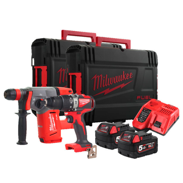 Набор аккумуляторных инструментов Milwaukee M18PP2C-502X, 2x5.0Ah, М12-18FC, 2 HD кейса