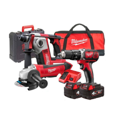 Набор аккумуляторных инструментов Milwaukee M18 BPP3A-402B - KIT COMPOSTO DA, 2x4.0Ah, з/у M12-18FC, сумка