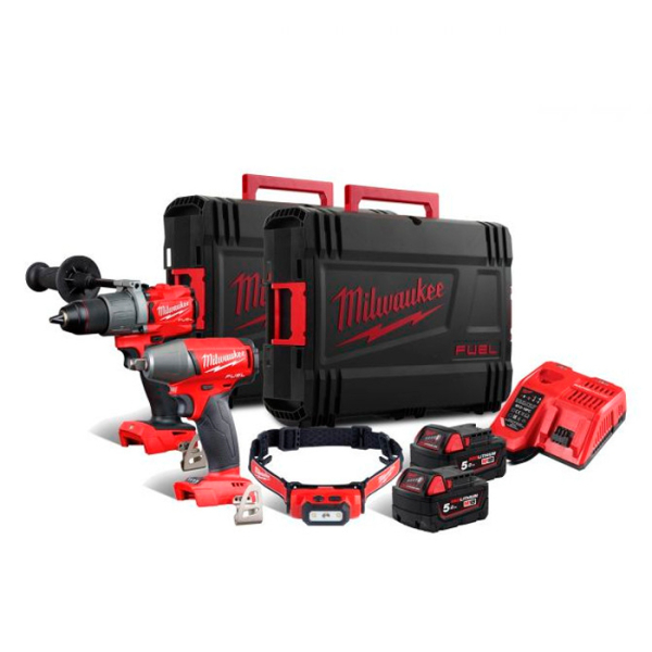 Набор аккумуляторных инструментов Milwaukee M18 FPP2C2-502XL, 2x5.0Ah, з/у, 2 HD кейса