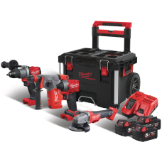 Набор аккумуляторных инструментов Milwaukee M18FPP4B-503P, 3x5.0Ah, з/у М12-18 FC, кейс на колесах