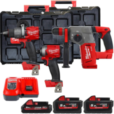 Набір інструментів акумуляторних Milwaukee M18FPP3P2-533P, 1x3.0 Ah, 2x5.5 Ah, з/п М12-18 FC, 2 кейса