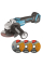 Аккумуляторная болгарка Makita DGA504ZX, каркас, 3 диски для нержавеющей стали 125х1х22.23 мм
