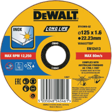 Отрезной круг DeWALT DT43906, нержавеющая сталь, 125x1.6x22.23 мм