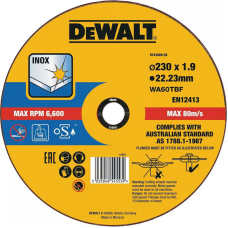 Відрізний круг DeWALT DT43909, нержавіюча сталь, 230x1.9x22.23 мм