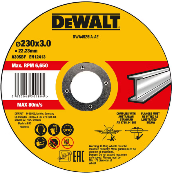 Отрезной круг DeWALT HIGH PERFORMANCE DWA4525IA, металл, 230x3.0x22.23 мм