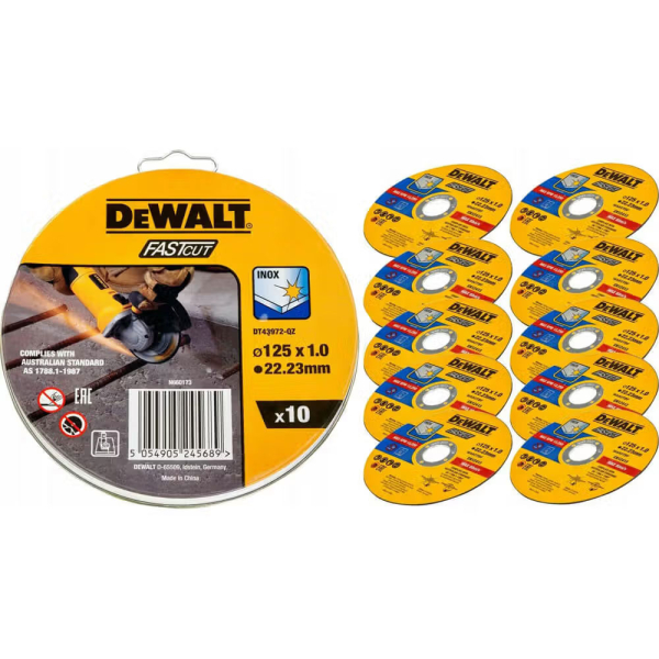 Набір відрізних кругів DeWALT HIGH PERFORMANCE DT43972, нержавіюча сталь, 125x1.0x22.23 мм, 10 шт