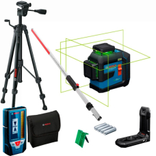 Лазерный линейный нивелир Bosch GLL 80-33 G Professional, держатель LB 10, приемник LR 7, рейка GR 240, штатив BT 150