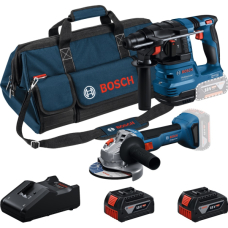 Набор аккумуляторных инструментов Bosch GBH 18V-22, GWS 18V-8, 2×GBA 18 V 4.0 Ah, з/у GAL 18V-40, сумка M-BAG