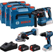 Набор аккумуляторных инструментов Bosch GSR 18V-65, GBH 18V-22, GWS 18V-8, 2×GBA 18 V 5.0 Ah, з/у GAL 18V-40, 3×L-BOXX 136
