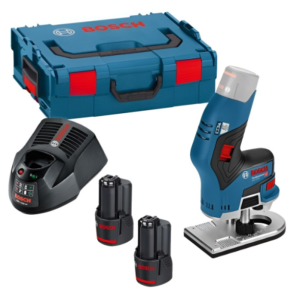 Акумуляторний фрезер Bosch GKF 12V-8, 2×12 V 3.0 Ah, з/п GAL 12V-40, L-BOXX 136