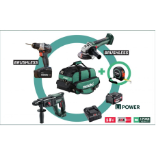 Набір інструментів Metabo BS 18 BL Edition, W 18 L BL 9-125, KH 18 LTX 24, Li-Power 2x4.0 Ah, SC 36, сумка