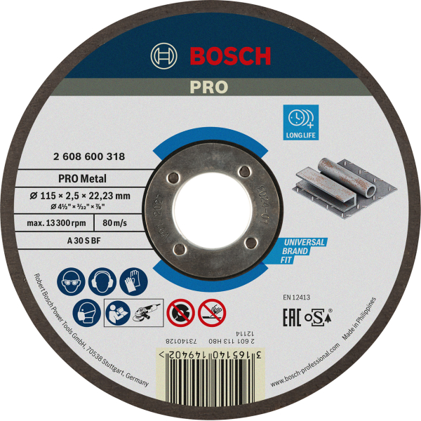 Круг отрезной Bosch Expert for Metal прямой 115×2,5 мм