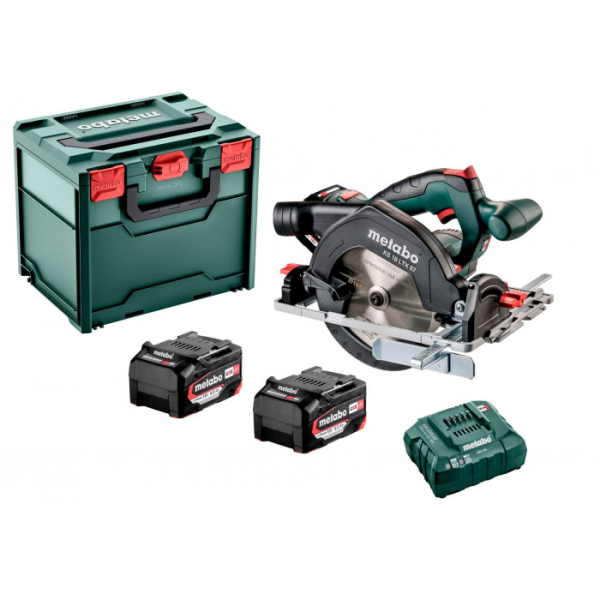 Акумуляторна дискова пила Metabo KS 18 LTX 57, 2x5.2Ah, ASC 55, MetaBox