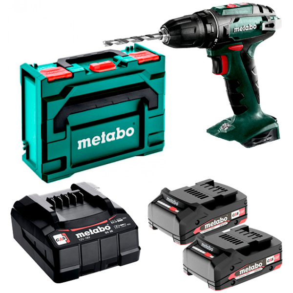Аккумуляторный шуруповерт Metabo BS 18, 2x2.0 Ah, SC 36, кейс MetaBox