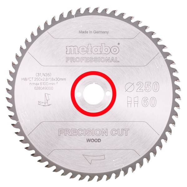Пиляльний диск Metabo Precision cut wood - professional, 250x30, Z60 WZ 15°