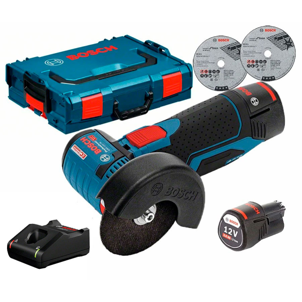 Акумуляторна болгарка Bosch GWS 12V-76, 2x3.0 Ah, з/п GAL 12V-40, в L-BOXX 102