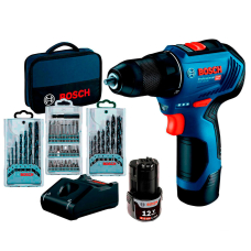 Аккумуляторный шуруповерт Bosch GSR 12V-30 Professional, 2xGBA 12V 2.0Ah, GAL 12V-40, 3 набора принадлежностей, сумка, повреждена упаковка