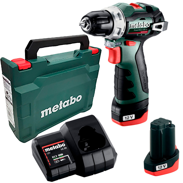 Акумуляторний шуруповерт Metabo PowerMaxx BS BL, 12V 2x2.0 Ah, LC 24, кейс