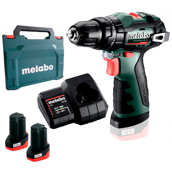 Акумуляторний ударний шуруповерт Metabo PowerMaxx SB BL, 12V 2x2.0 Ah, LC 24, кейс