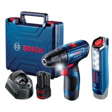 Аккумуляторний шуруповерт Bosch GSR 120-LI Professional + фонарь GLI 12V-300, 2xGBA 12V 2.0Ah, з/у GAL 1210 CV, кейс